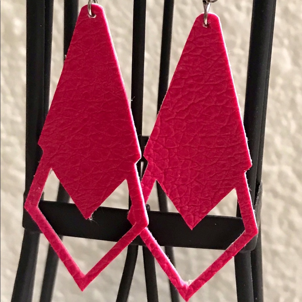 Diamond Drop Faux Leather Earrings